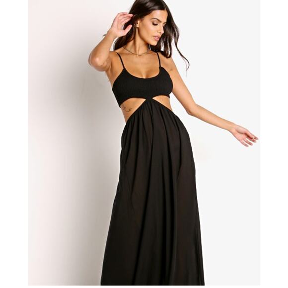 Indah Innocence Cutaway Maxi Dress Black - Picture 2 of 7